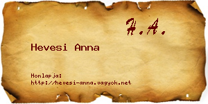 Hevesi Anna névjegykártya