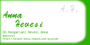 anna hevesi business card